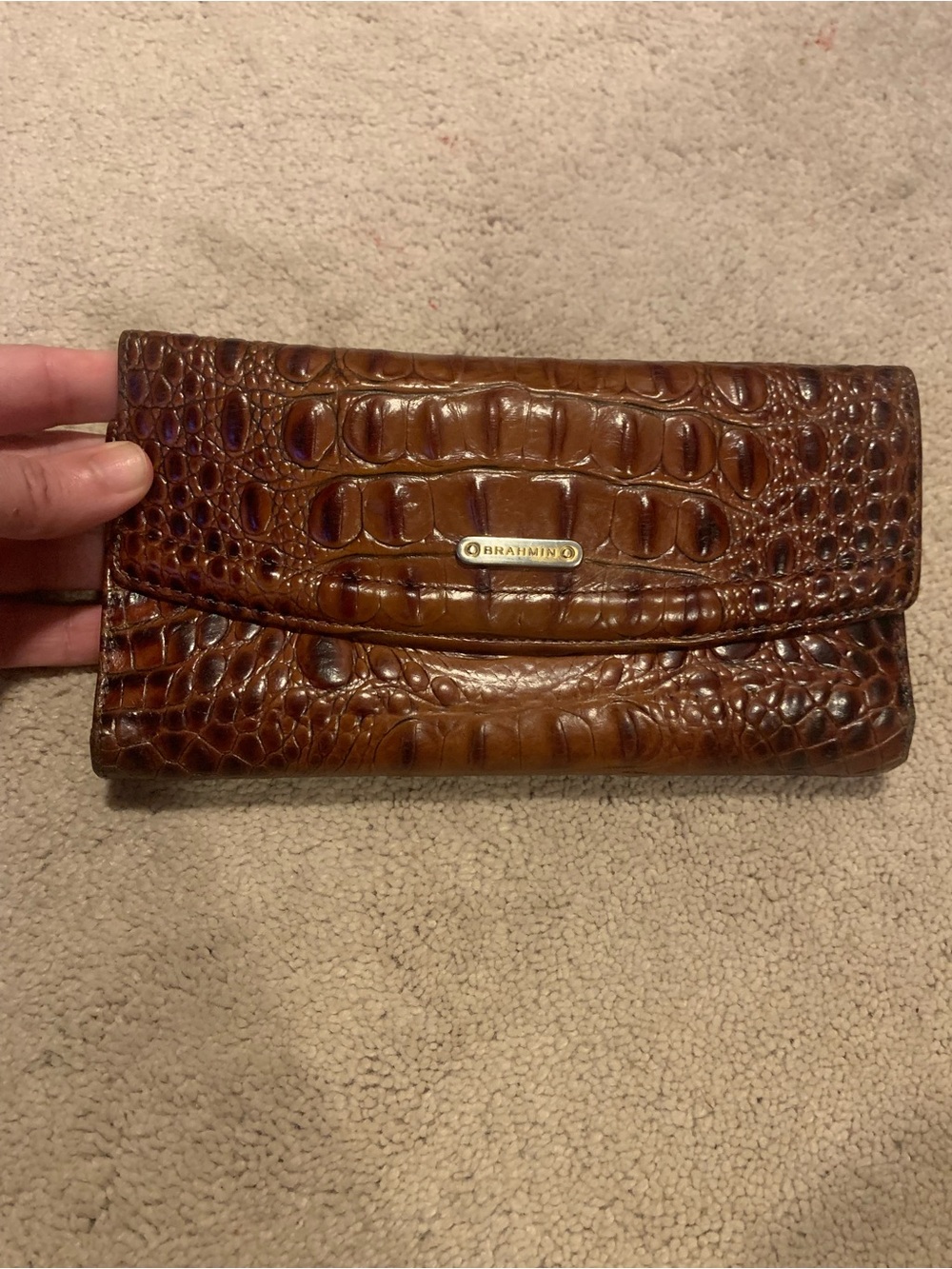Brahmin Like New Pecan Checkbook Wallet